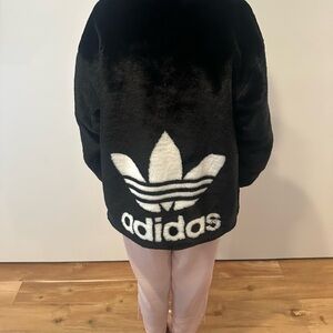 RARE Adidas Black Faux Fur Jacket